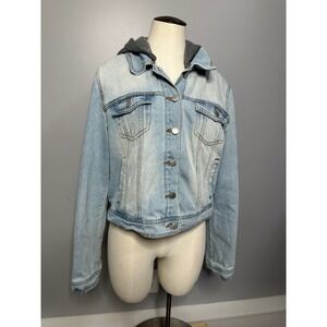 Ci Sono Denim Collection Light Wash Hooded Jean Jacket Womens Large